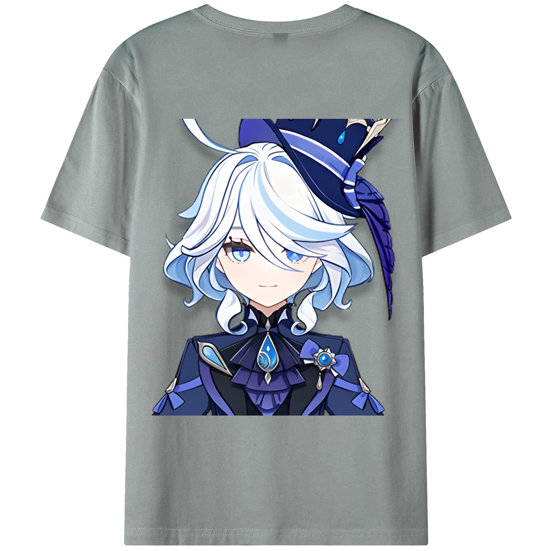 げんし神 フリーナ genshin Furina 綿100％ メンズ半袖Tシャツ（バックプリント） 通気性